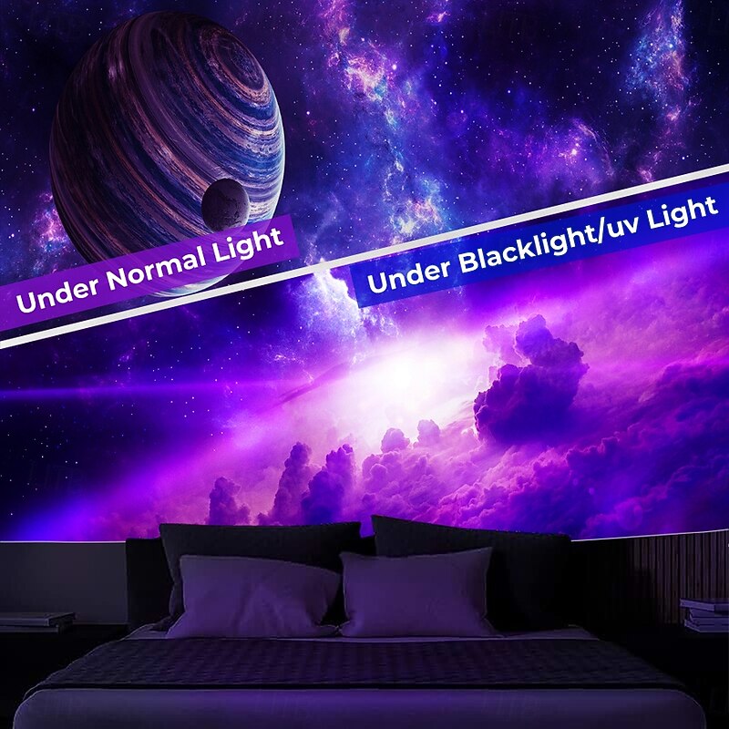 Blacklight Tapestry Glow in the Dark Glow Party UV Reactive Planet Universe Trippy Misty Nature Landscape Hanging Tapestry Wall Art Mural for Living Room Bedroom2