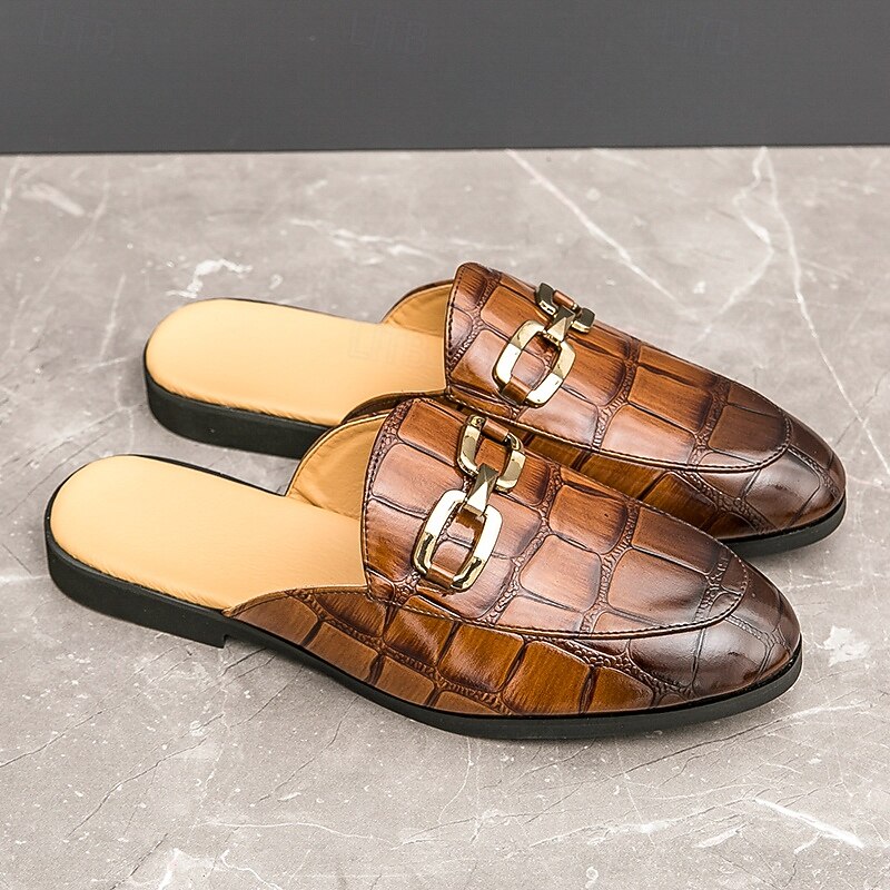 Patent Leather Moccasins for Men - Sophisticated Slip-On with Metal Buckle for Business and Casual Wear4