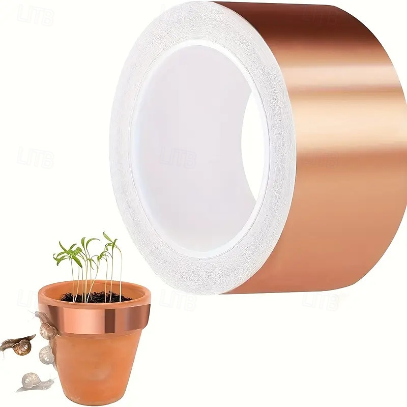 A Roll of Copper Foil Tape for Repelling Slugs and Snails Self-adhesive Pest Protection Barrier Conductive Copper foil Tape High Temperature Resistance