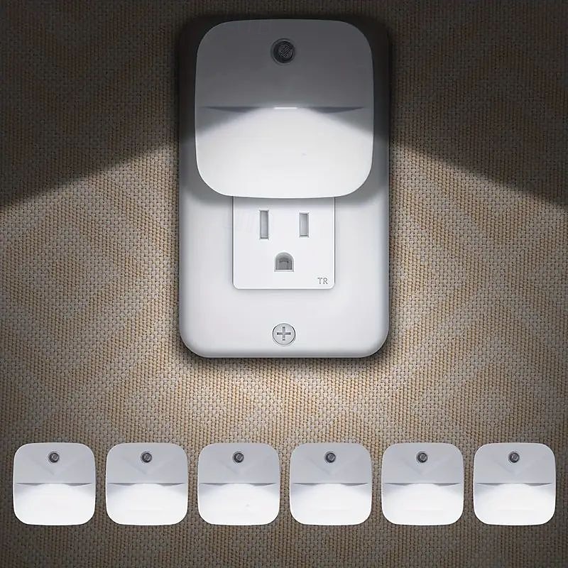6 Pcs LED Night Light Plug Into Wall with Dusk-to-Dawn Sensors Automatically Turn On And Off Night Lamp Bedrooms Bathroom Stairs Hallways Kitchens Lighting2