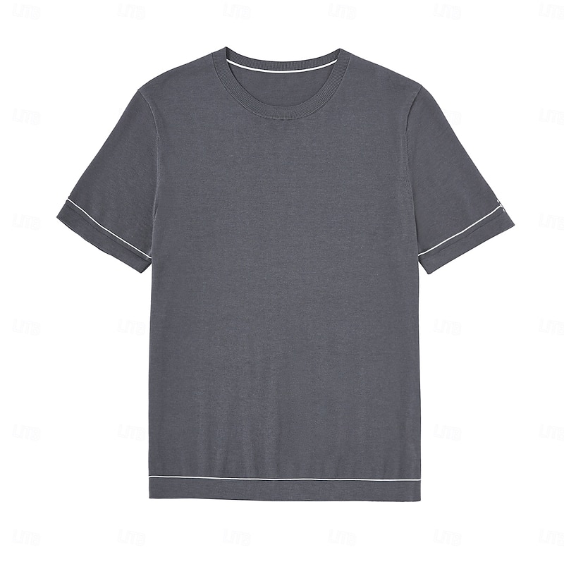 Men's T Shirt Short Sleeve Crew Neck Summer Solid Color Daily Casual Daily Leisure Color Block Vacation Causal Casual Dark Gray Black White Top Tee for Men4