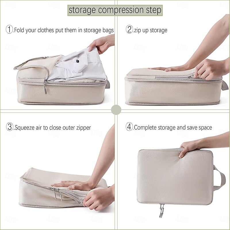 Compression Packing Cubes Set for Travel, 4-Pack Luggage Organizer Bags, Space Saver Clothes Storage Pouches, Travel Packing Bags for Suitcases3