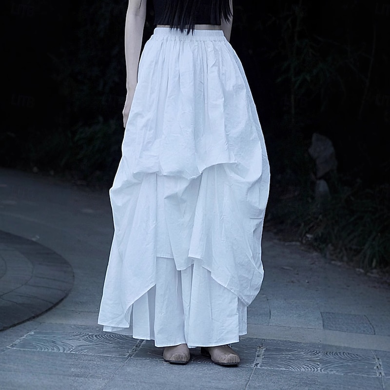 Retro Vintage Medieval Renaissance Maxi Skirt Pirate Viking Solid Color Fancy Dress Women's Celtic Halloween Carnival Vacation Casual Daily LARP Adults' Skirt2