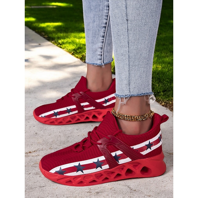 Women's Independence Day Blade Sole Sneakers - Patriotic American Flag Running Shoes for Sports & Casual Wear2