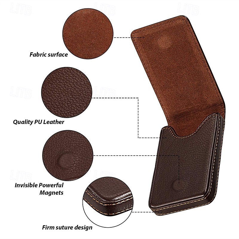 1pcs Business Card Holder PU Leather Business Card Case Pocket Wallet with Magnetic Shut2