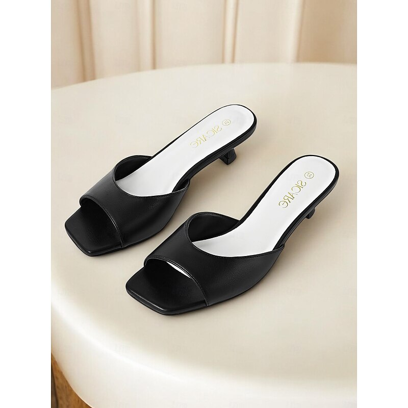 Women's Classic Open-Toe Kitten Heel Mules – Elegant Slip-On Sandals for Office & Party Wear2