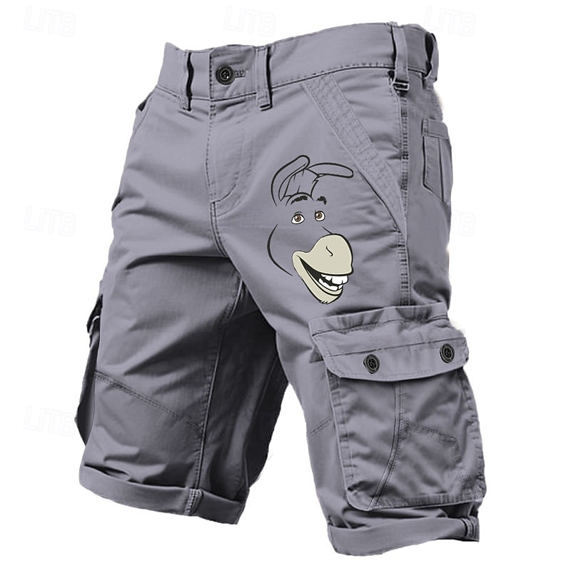 Men's Animal Donkey Funny Cargo Shorts Work Shorts Mid Waist Classic Casual Outdoor Camping & Hiking Multiple Pockets Designer Clothing Apparel