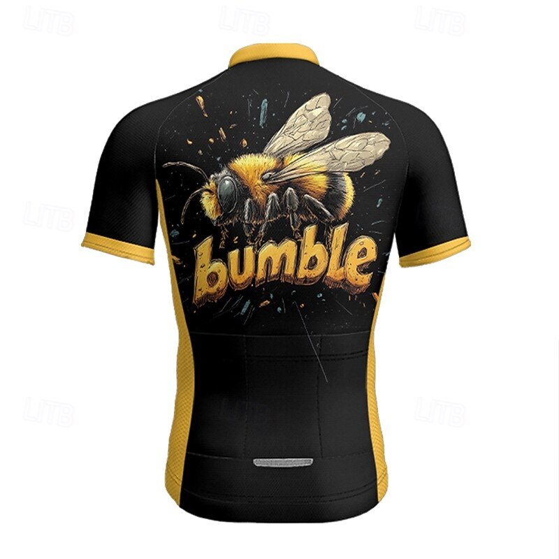 Men's Cycling Jersey Bee Short Sleeve Bike Tee Tshirt Jersey with 3 Rear Pockets Mountain Bike MTB Quick Dry Anatomic Design Wicking Breathable Sports Black Clothing Apparel2