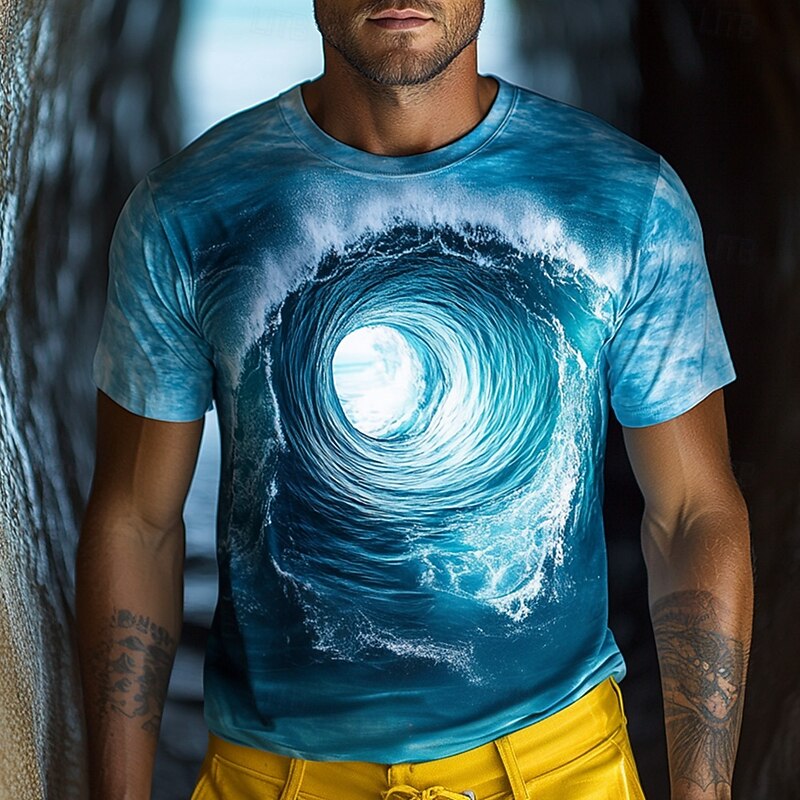 Men's Nautical T Shirt Short Sleeve T shirt 3D Print Crew Neck Shirt Exaggerated Designer Party Casual Holiday Blue Summer Spring Clothing Apparel S M L XL XXL XXXL