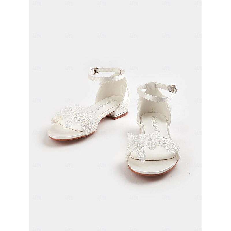 Women's White Lace Wedding Flat Sandals – Elegant Bridal Shoes for Outdoor & Beach Weddings4