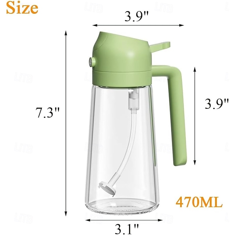 2-in-1 Oil Dispenser, Glass Leak-Proof Sprayer for Kitchen, Dual Function Oil Bottle for Air Fryer and Cooking2