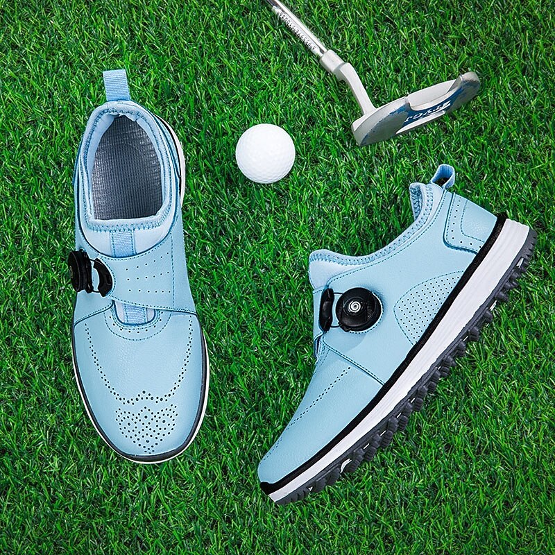 Men's Light Blue Golf Shoes with Adjustable Dial System, Breathable Design, Sporty Outdoor Golf Footwear3