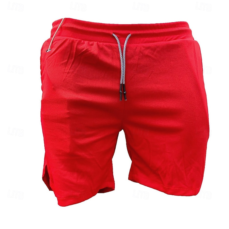 Men's Lined Shorts Athletic Shorts 2 in 1 Board Shorts Swim Shorts Shorts Drawstring Side Pockets Elastic Waist Plain Quick Dry Holiday Going out Gym Vacation Sports Black White Micro-elastic2