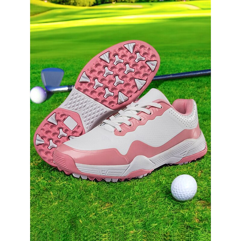 Elegant Pink Lace-Up Golf Sneakers - Slip-Resistant and Breathable, Perfect for Summer Golfing Sessions3