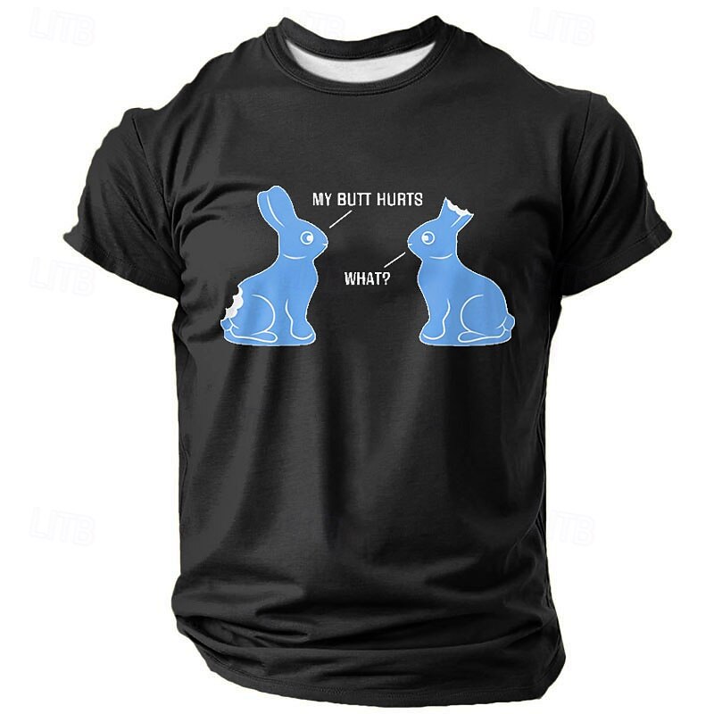Easter Men's Rabbit Chocolate T Shirt Short Sleeve T shirt 3D Print Crew Neck Shirt Designer Casual Party Holiday Black Blue Green Summer Spring Clothing Apparel S M L XL XXL XXXL2
