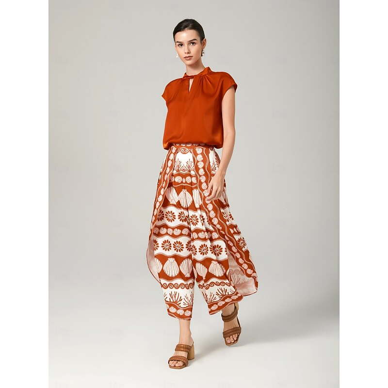 Printed casual orange Swing Pants2