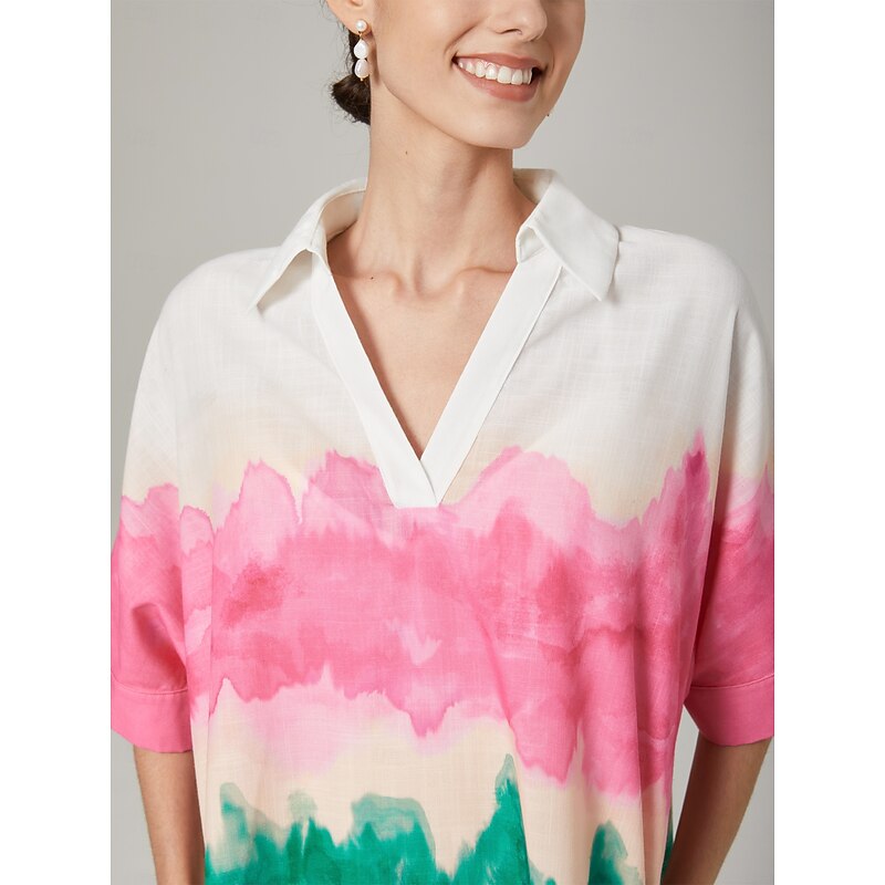 Color Gradient Printed Shirt Dress4