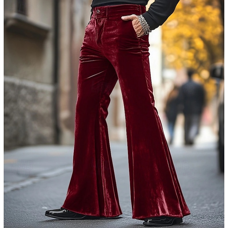 Retro Vintage 1970s Trousers Bell Bottom Pants Flared Trousers Hippie Disco Fancy Dress Men's Halloween Carnival Party Dailywear Pride Parade Adults' Pants All Seasons4