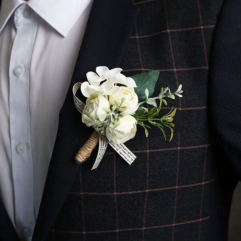 Men's Wedding Boutonniere for Groom and Groomsmen Flower Summer Wedding Accessories Party Suits Decorations3