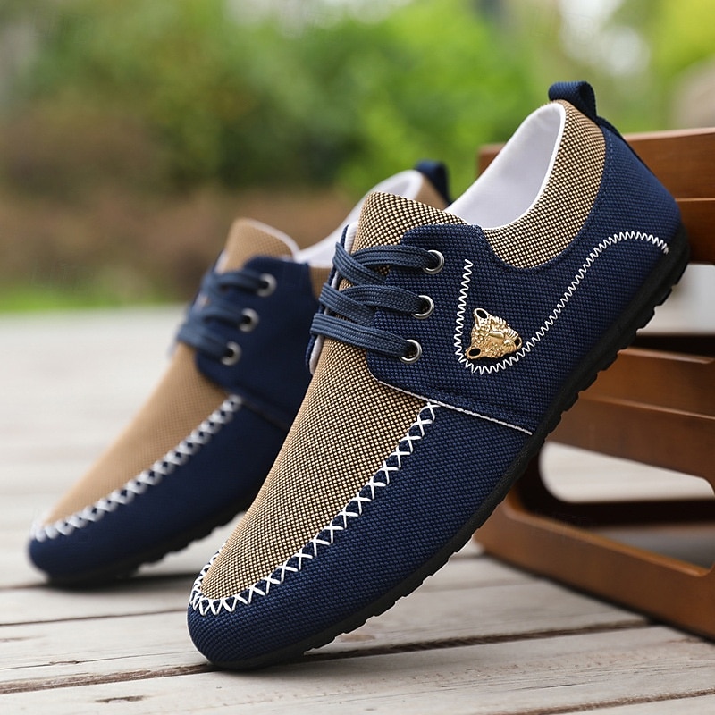 Men's Navy Blue Nylon Casual Shoes with Textured Fabric and Lace Detailing - Ideal for Everyday Comfort3