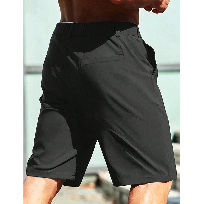 Men's Shorts Dress Shorts Casual Shorts Pocket Elastic Waist Straight Leg Plain Comfort Soft Knee Length Office Business Daily Fashion Streetwear Black Green2