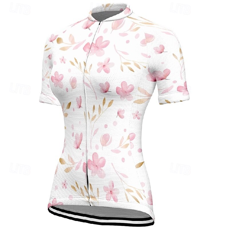 Women's Cycling Jersey Flower Short Sleeve Bike Tee Tshirt Jersey with 3 Rear Pockets Mountain Bike MTB Quick Dry Anatomic Design Wicking Breathable Sports Yellow Pink Blue Clothing Apparel3