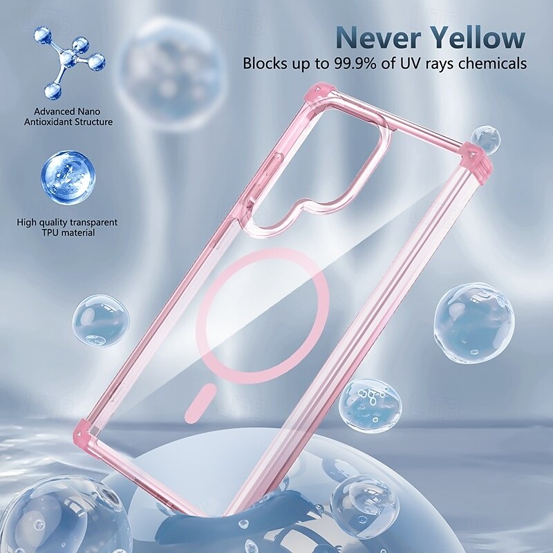 Phone Case For Samsung Galaxy S24 S24 FE S23 Ultra Plus S22 Plus  Ultra Back Cover Magnetic Support Wireless Charging Shockproof Retro PC3