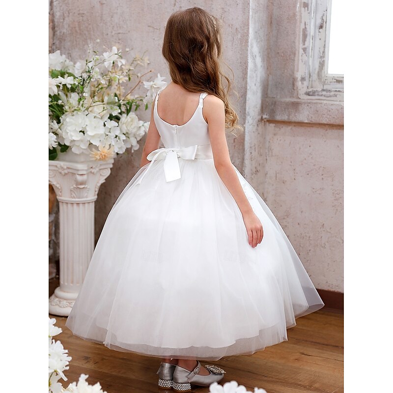 Ball Gown Ankle Length Flower Girl Dress Quinceanera Sofia Rapunzel Girls Cute Prom Dress Tulle with Appliques Mini Bridal Fit 3-16 Years2
