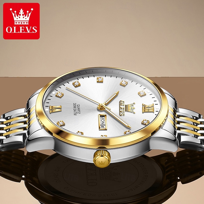 OLEVS 2943 Mens Watch Original Simple Brand Quartz Watch Waterproof Luminous Dual Calendar Display Reloj Watch3