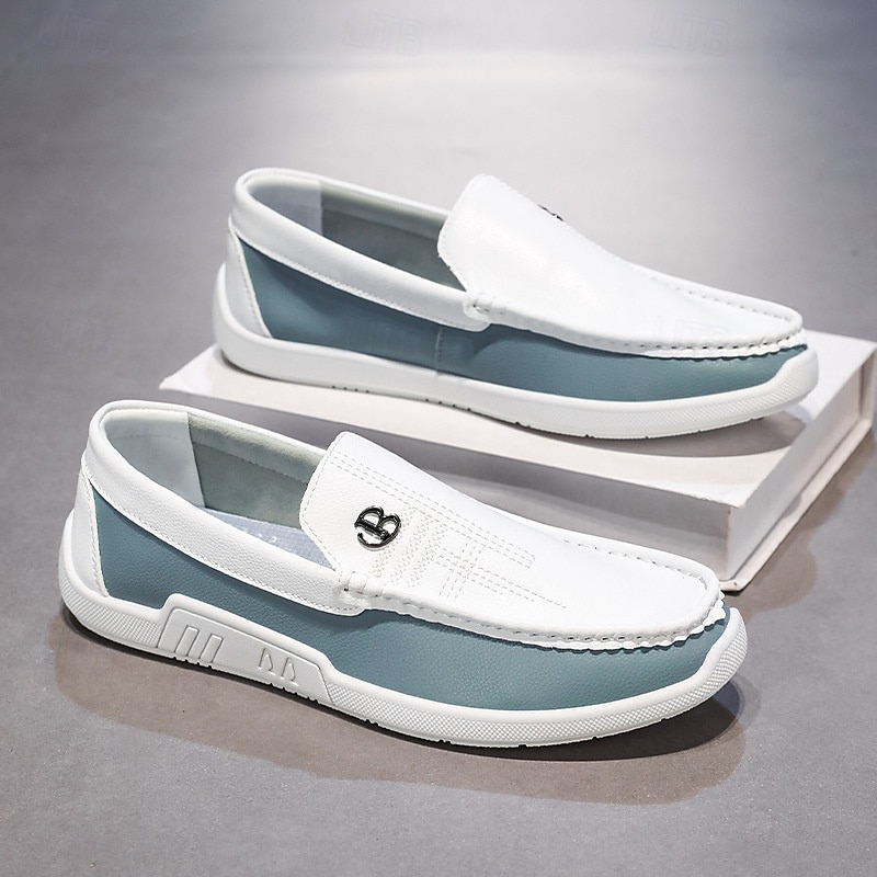 Men's Casual Slip-On Penny Loafers, Two-Tone Leather with Metallic Detail, Elegant Footwear for Smart Casual Events3