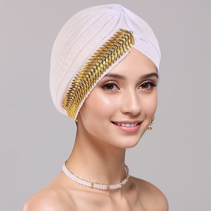 Headwear Polyester / Cotton Blend Floppy Hat Turbans Casual Church With Bows Sequin Headpiece Headwear4
