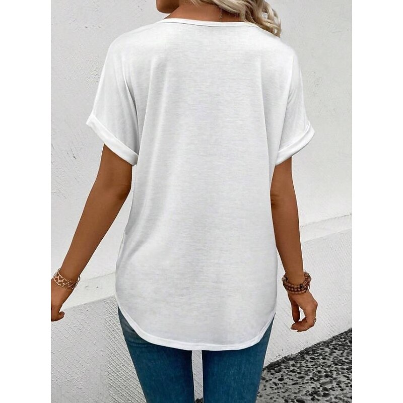 Women's T Shirt Graphic Animal Giraffe Elegant Vintage Casual Short Sleeve V Neck Regular Tops Daily Weekend Vacation Wear Print Black White Blue Purple Summer2