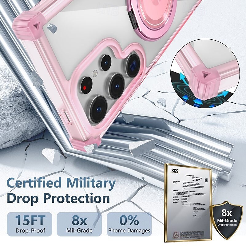 Phone Case For Samsung Galaxy S24 S24 FE S23 Ultra Plus S22 Plus  Ultra Back Cover with Stand Holder Magnetic Shockproof Retro PC3