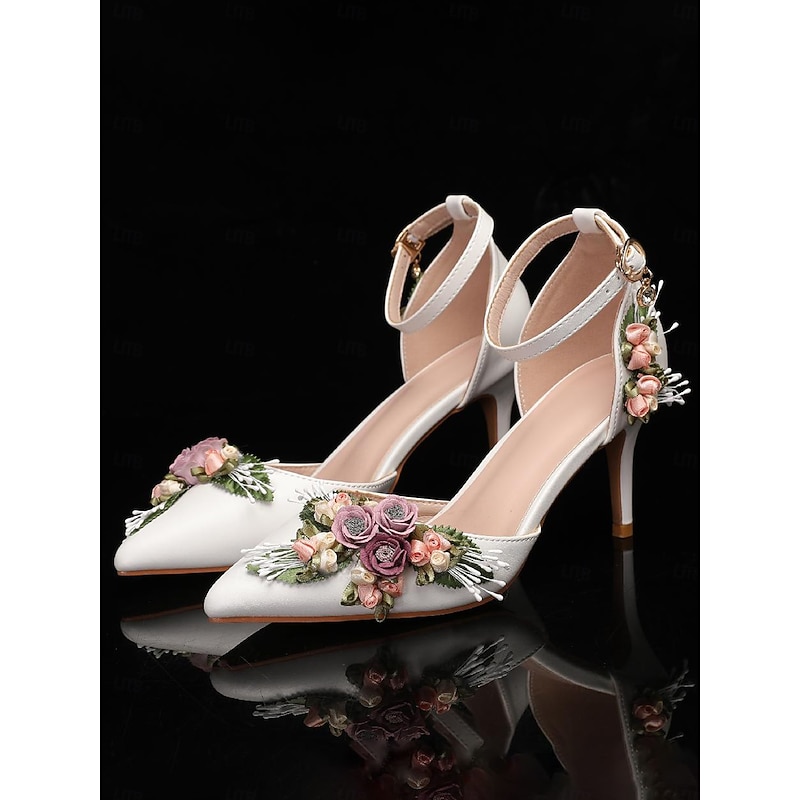 White Floral High Heel Pumps with Matching Clutch – Romantic Wedding & Special Occasion Shoes for Women4