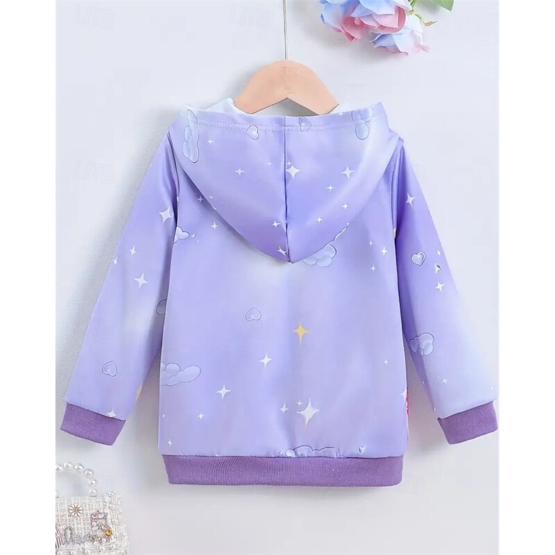 Girls' 3D Unicorn Hoodie Coat Outerwear Long Sleeve Spring Fall Adorable Sport Kids 4-12 Years Zip Street Daily Regular Fit2