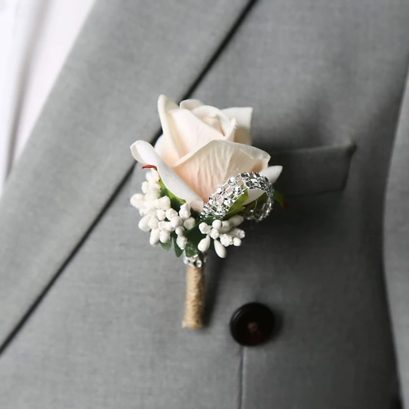 Men's Wedding Boutonniere Blue Pink White Summer Boutonniere for Groom and Groomsmen Flower Accessories Party Suit Decorations2