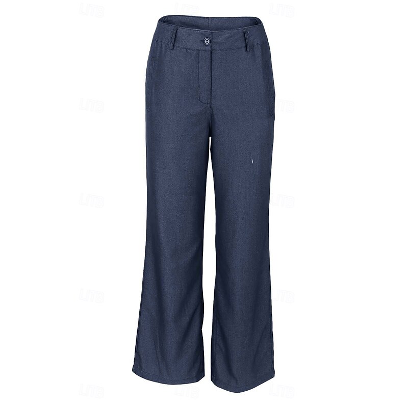 Women's  Pants Slacks Fashion Streetwear Full Length Natural Plain Pocket Comfy Outdoor Street Going out Navy Summer Regular Fit2