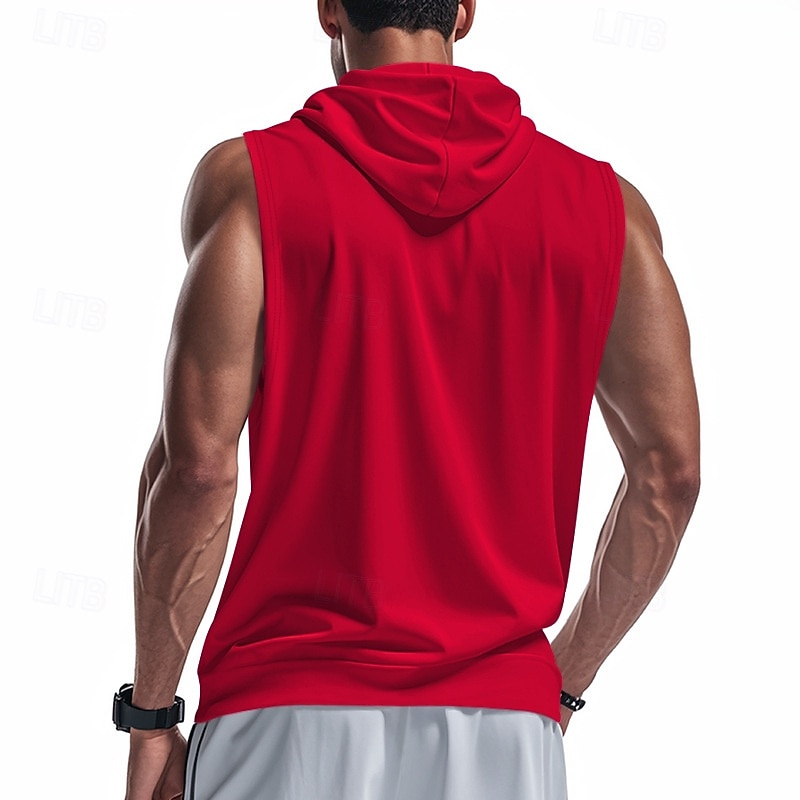Men's Vest Top Vest Undershirt Sleeveless Hooded Summer Plain Fashion Designer Basic Classic Vacation Street Going out Black Red Light Grey Top Tee for Men4