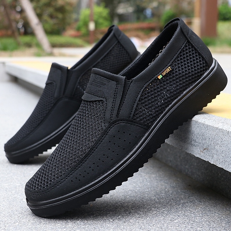 Men's Grey Breathable Mesh Slip-On Shoes, Lightweight and Sporty, Ideal for Outdoor Activities and Casual Walks4