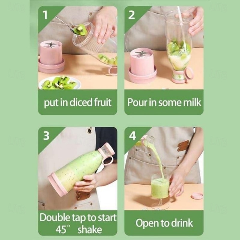 Portable Juicer, Mini Electric Fruit Blender, Rechargeable Juice Maker, Compact Shake Cup for Smoothies & Juices3