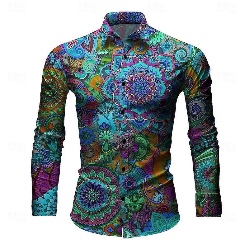 Retro Vintage 1970s Shirt Aloha Shirt Hippie Paisley Fancy Dress Men's Masquerade Party Daily Wear Pride Parade Adults' Shirt4
