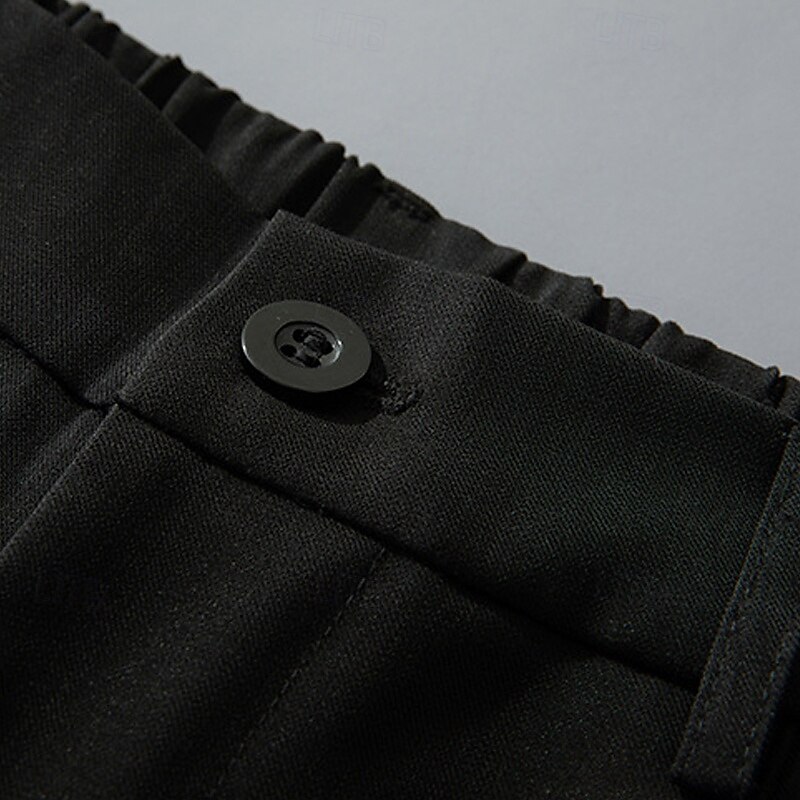 Men's Shorts Dress Shorts Bermuda shorts Casual Shorts Pleated Elastic Waist Straight Leg Plain Comfort No-Iron Knee Length Outdoor Business Daily Fashion Streetwear Black Light Grey3