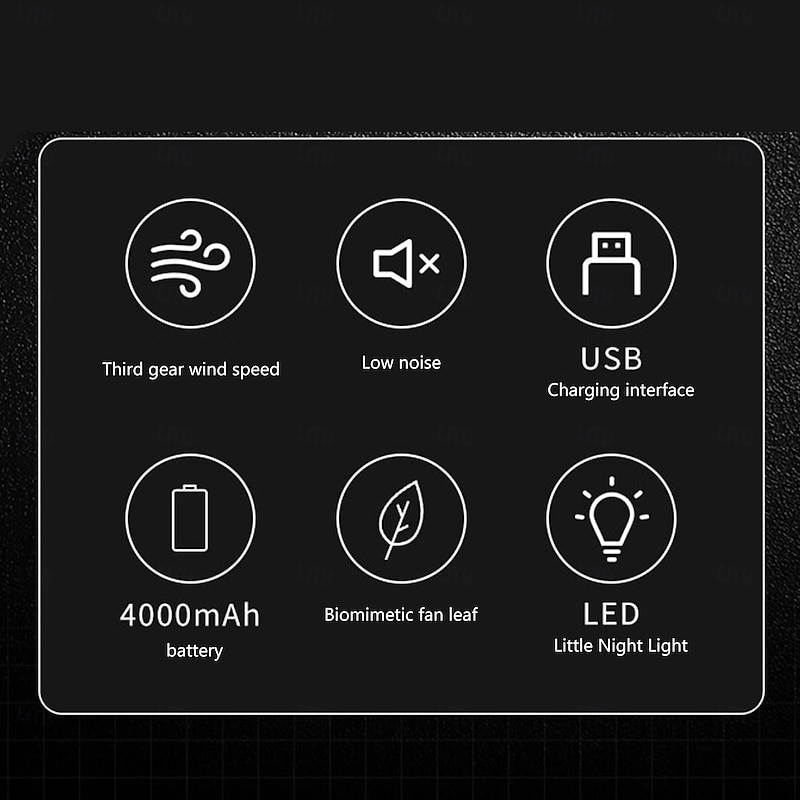 1 Pc outdoor camping light, fan light, low noise, long battery life, USB interface, hanging and standing two modes4