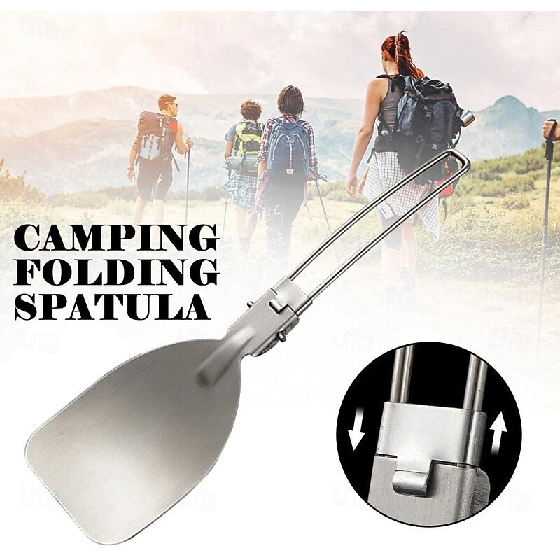 Stainless Steel Foldable Spatula Shovel, Portable Food Turner BBQ Tools,Outdoor SUS304 Compact & Durable Cooking Utensils for Camping, Hiking, Picnic, Travel, Easy to Use and Store4