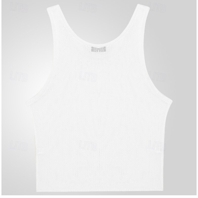 Men's Tank Top Undershirt Sleeveless Shirt Sleeveless Crew Neck Summer Solid Color Fashion Designer Muscle Knitted Outdoor Vacation White Green Dark Gray Top Tee for Men3