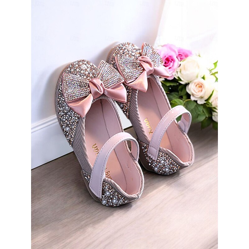 Girls' Glitter Bow Mary Jane Shoes – Sparkly Rhinestone Flower Girl Flats for Parties & Weddings3