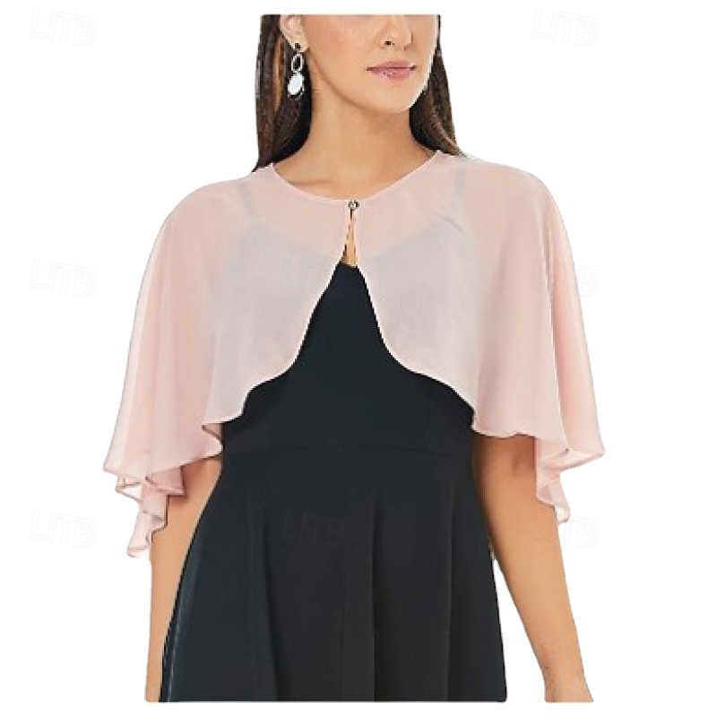 Shawls Women's Wrap Bolero Shrug Coats / Jackets Elegant Sun Protection Short Sleeve Chiffon Wedding Wraps With Pure Color For Formal Spring & Fall dress to impress 2025