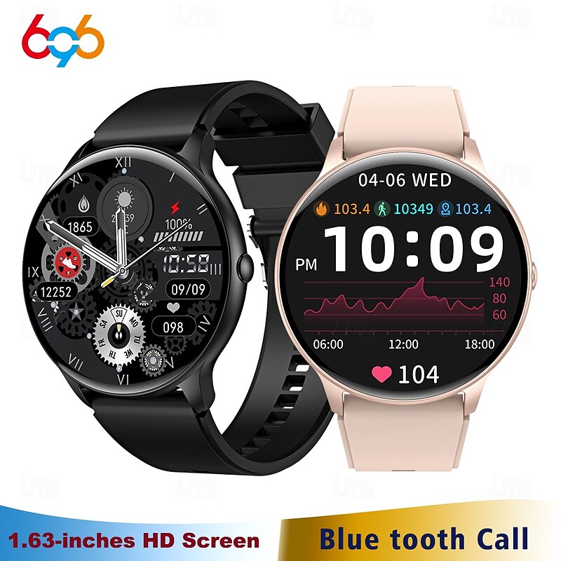 696 HDT6MAX Smart Watch 1.63 inch Smartwatch Fitness Running Watch Bluetooth ECG+PPG Pedometer Call Reminder Compatible with Android iOS Women Men Hands-Free Calls Message Reminder IP 67 47mm Watch