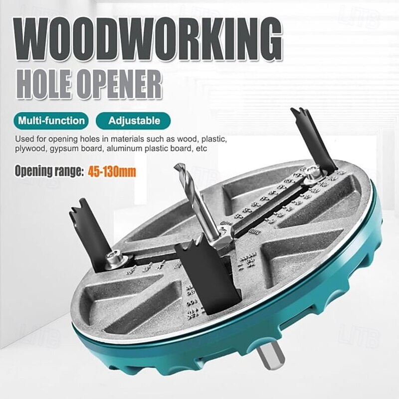 Adjustable Punch Saw Tool for Drilling, Multi-Function Woodworking Hole Cutter, Drywall, Plastic, Aluminum Drill Bit Set for Power Drill