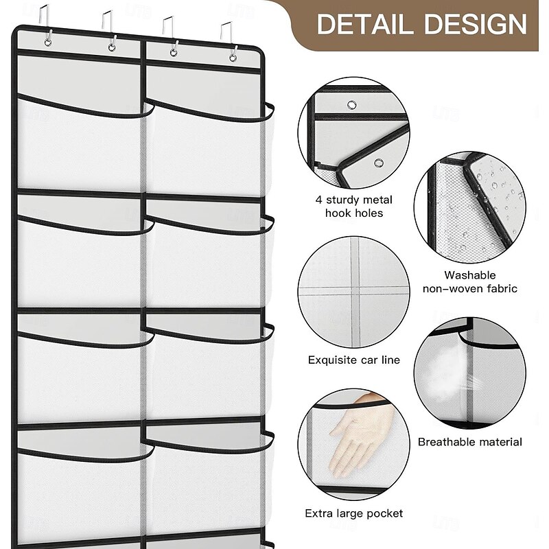 Hanging Shelves Over the Door Organizer Storage for Closet with 5 Pockets Organizer for Bedroom Bathroom2